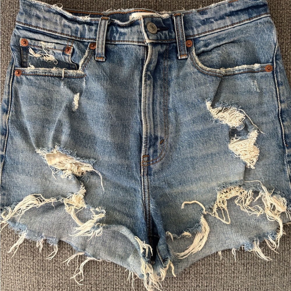 Abercrombie & Fitch Ripped Blue Jean Shorts